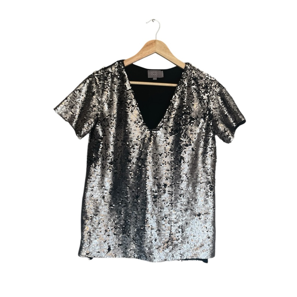 Anthropologie Vanessa Virginia Sequined Metallic Top Blouse